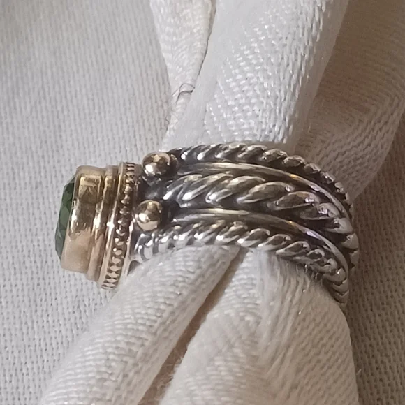 Reve Oval Peridot Ring in Sterling Silver and 14k, Size 6 - Picture 7 of 13